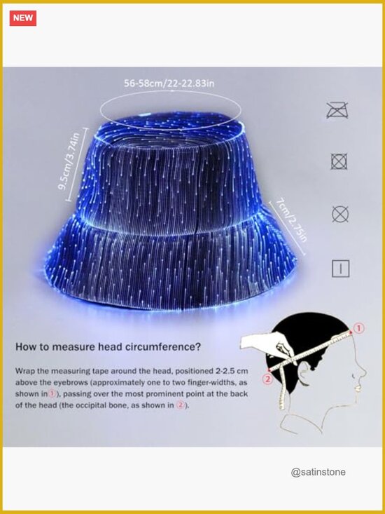 LED Glow in the Dark Bucket Hat - 7 Color Light Up Fisherman Cap for Festivals LED Rave Bucket Hat Light up Fisherman Cap 7 Colors Glow in  main image 3